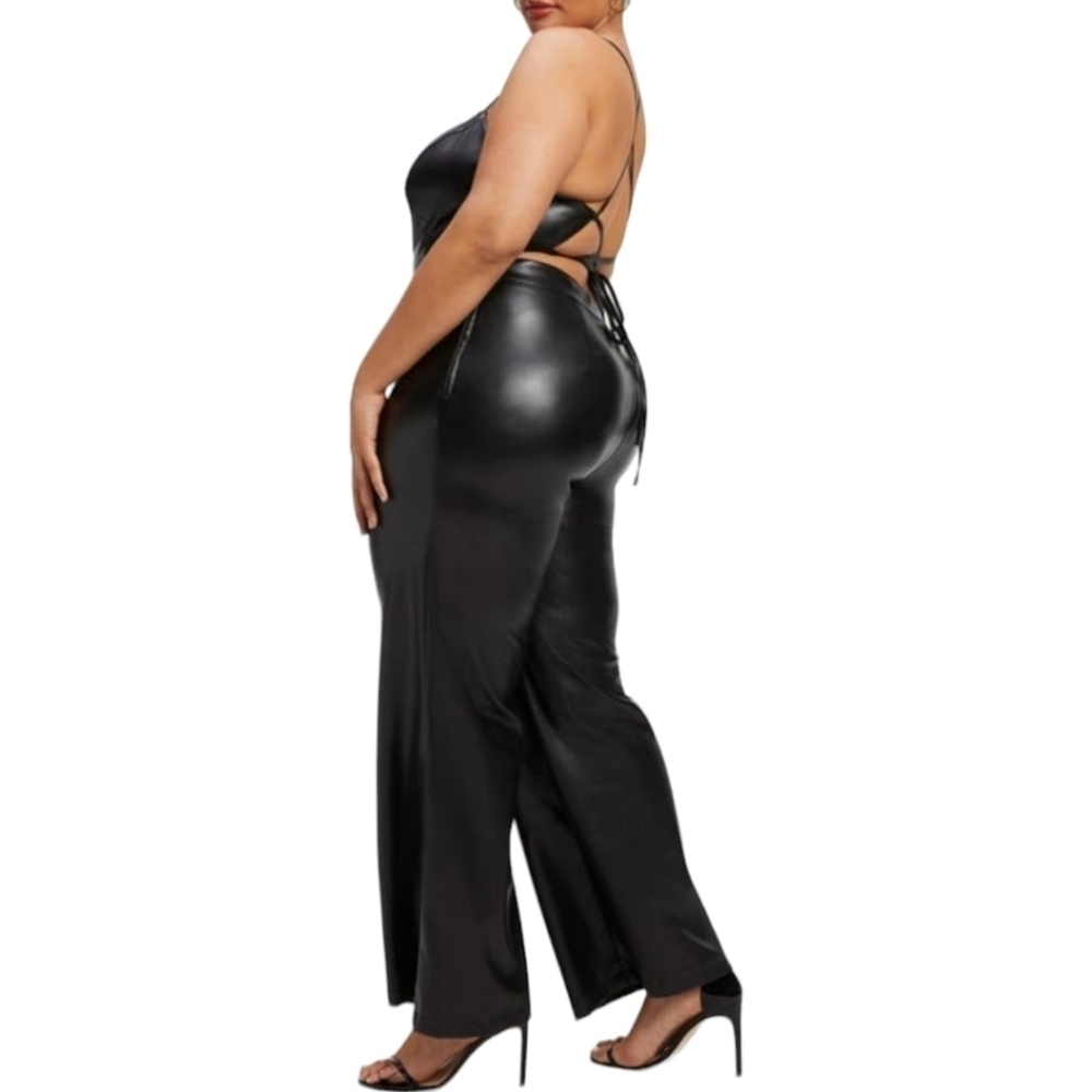 NWT Good American Vacay Faux Leather Jumpsuit Size 8 (5XL) - Picture 4 of 4